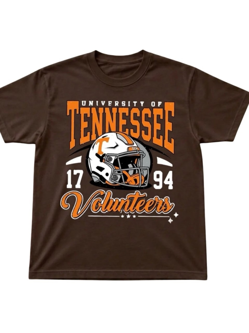 Brown Tennessee Volunteers Graphic Tee with Orange & White Accents